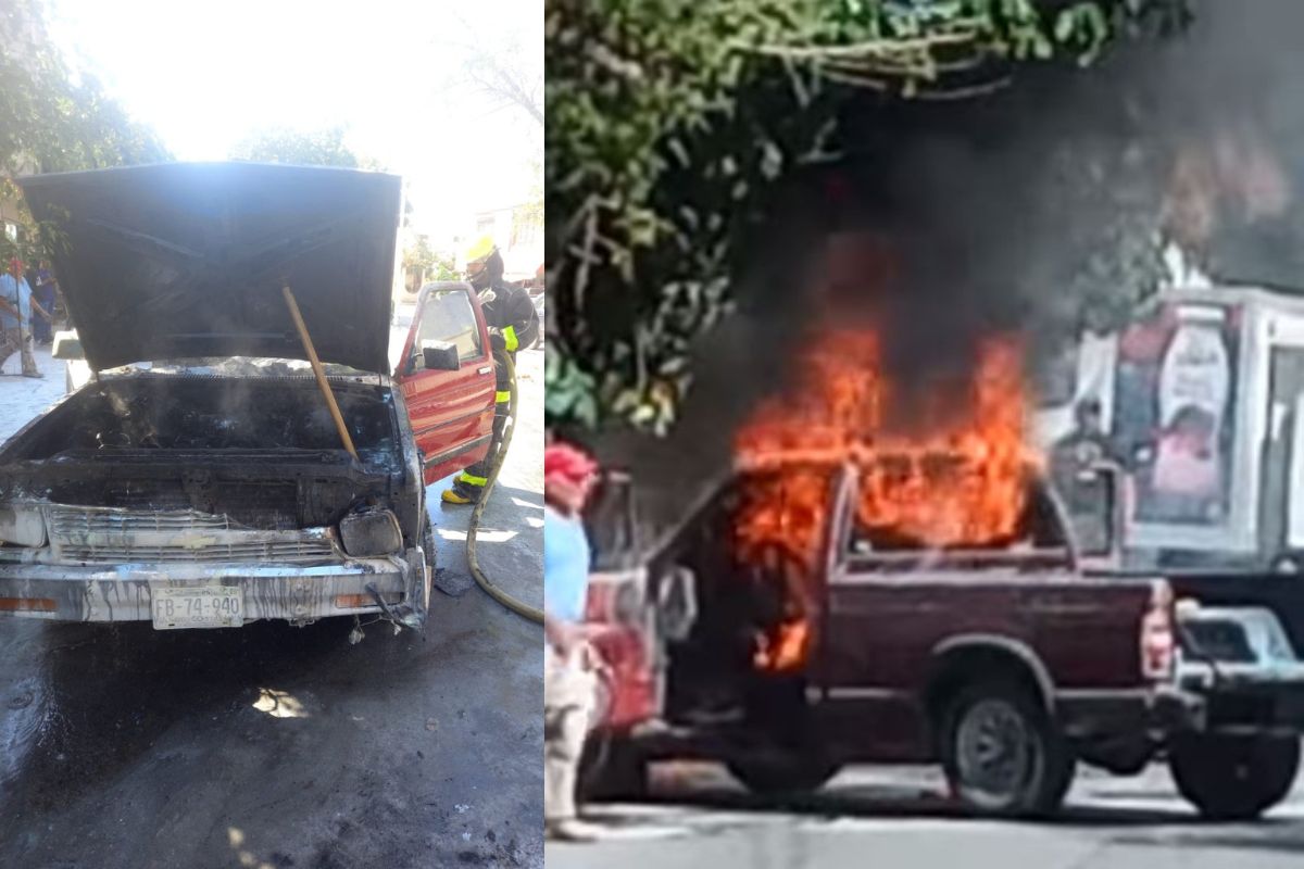 El conductor resultó ileso, ya que alcanzó a salir a tiempo de la misma camioneta.