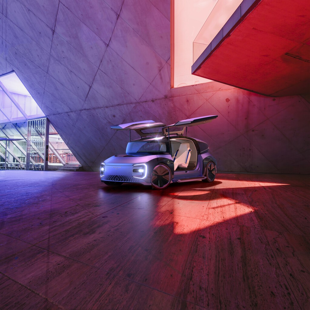El Volkswagen autónomo eléctrico que se convierte en oficina y en dormitorio doble. Volkswagen