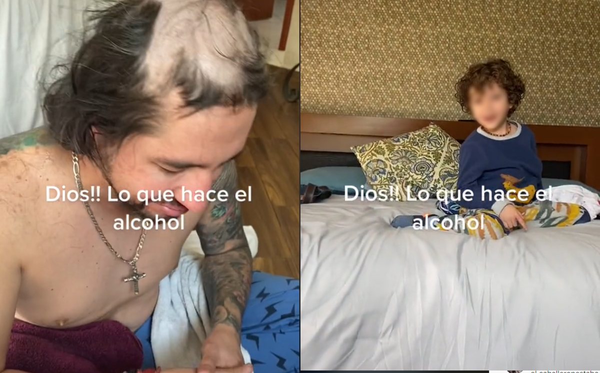 Niño aprovecha que su papá duerme y lo rapa