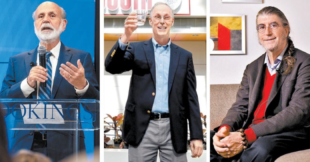 Ben Bernanke, Douglas Diamond y Philip Dybvig, los ganadores. EFE, AFP y AP