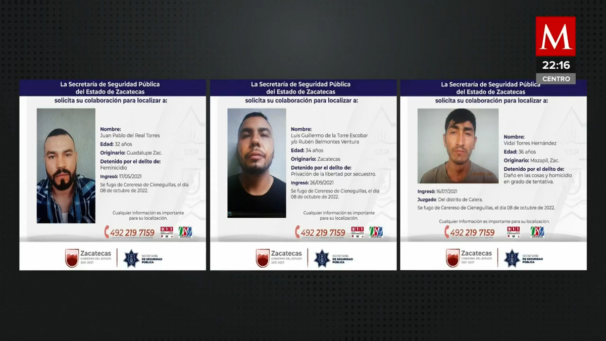 Dos de siete presos fugados en Zacatecas ya lo habían hecho: Marín