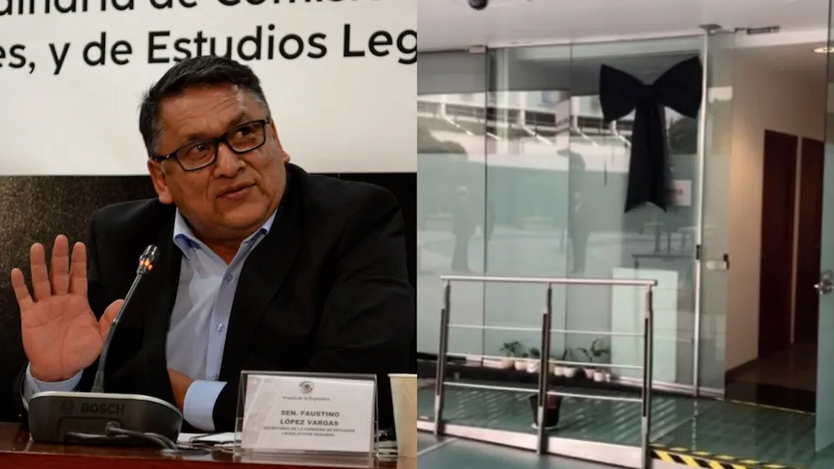 Tras muerte de Faustino López Colocan moños negros en oficinas de Morena