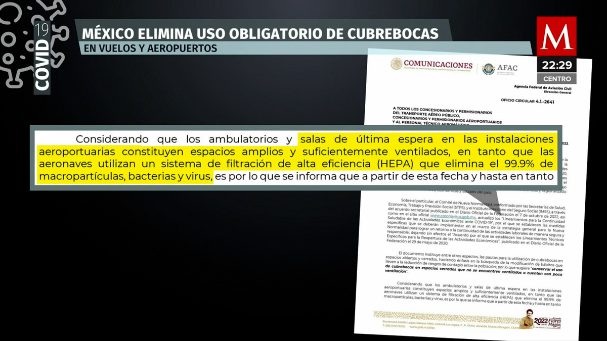 Eliminan uso de cubrebocas en vuelos e instalaciones del AICM