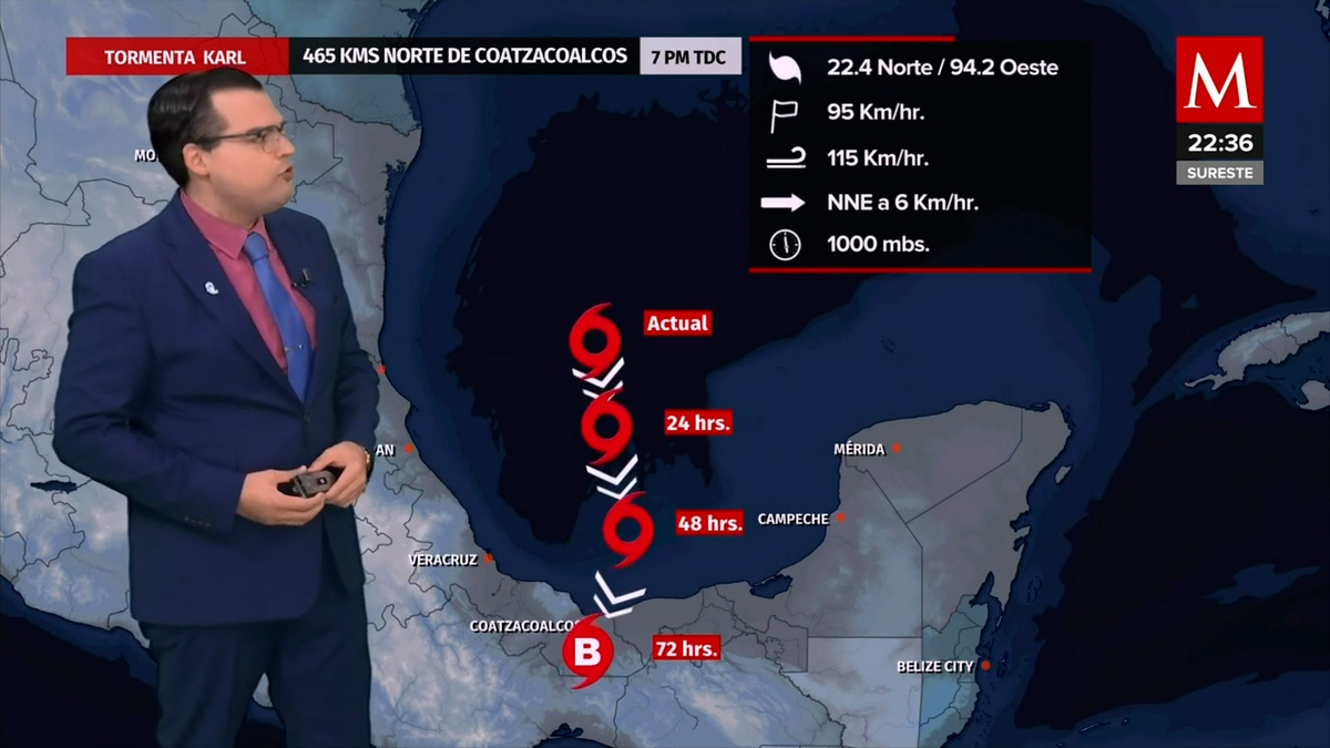 Tormenta tropical Karl eleva su fuerza: emiten alerta en Veracruz