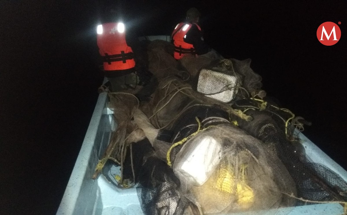 Decomisan redes para pesca ilegal en la laguna de Tamiahua