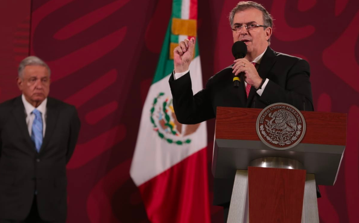 El secretario de Relaciones Exteriores en la conferencia mañanera. | Jesús Quintanar