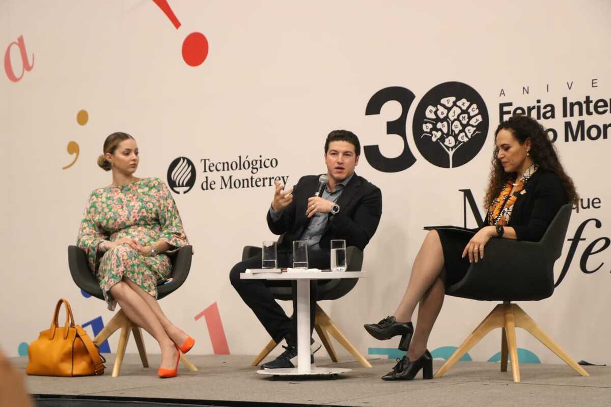 El gobernador y Mariana Rodríguez Cantú acudieron juntos a la FIL Monterrey. Foto: Raúl Palacios