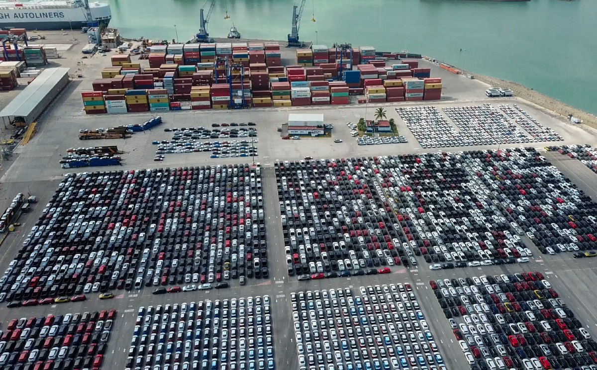 Patios de contenedores y automóviles en el puerto de Altamira. | Foto: ATP
