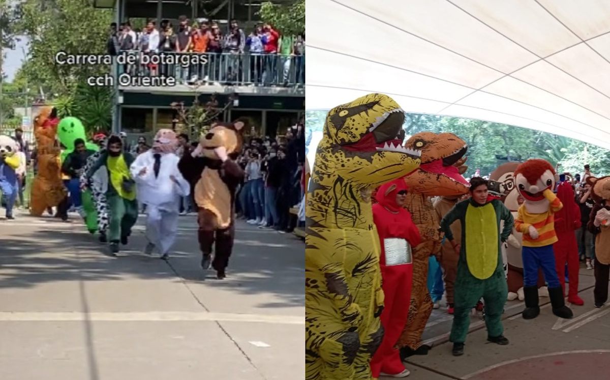 Carrera de botargas en CCH oriente se vuelve viral | VIDEO - Grupo Milenio