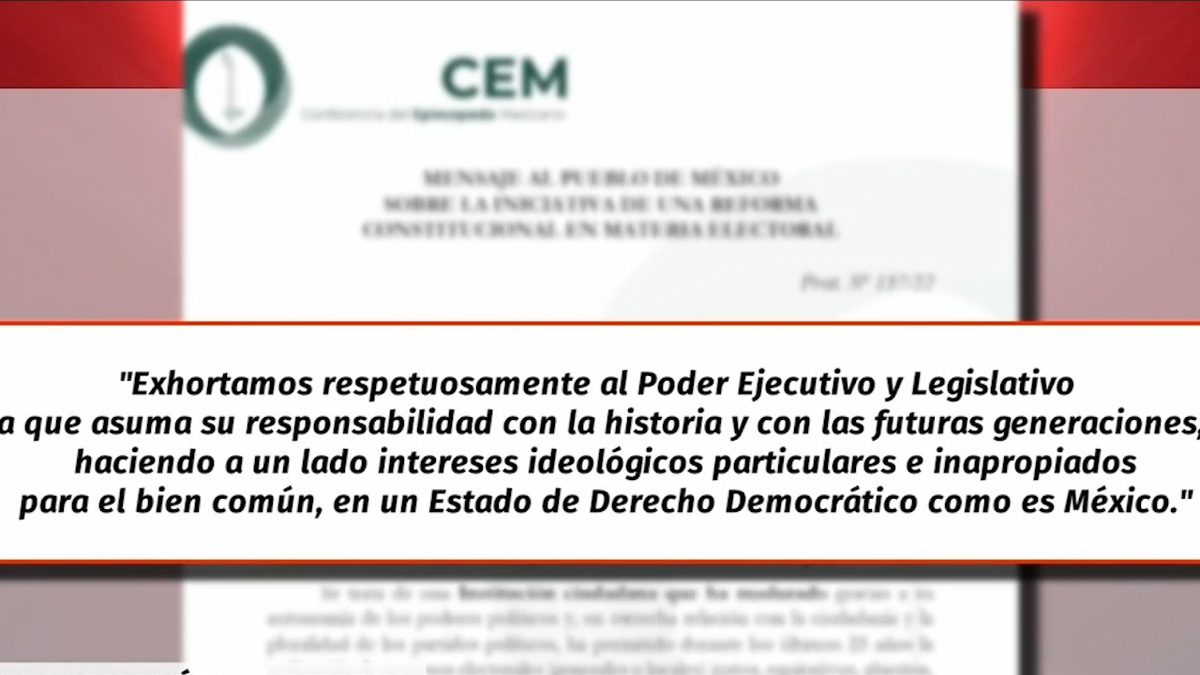 Episcopado defiende al INE: "Reforma electoral es regresiva"