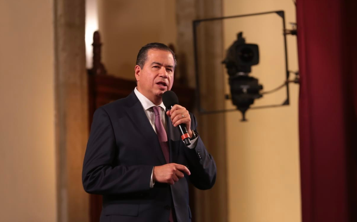 El subsecertario de Seguridad, Ricardo Mejía, durante la conferencia de hoy. | Jesús Quintanar