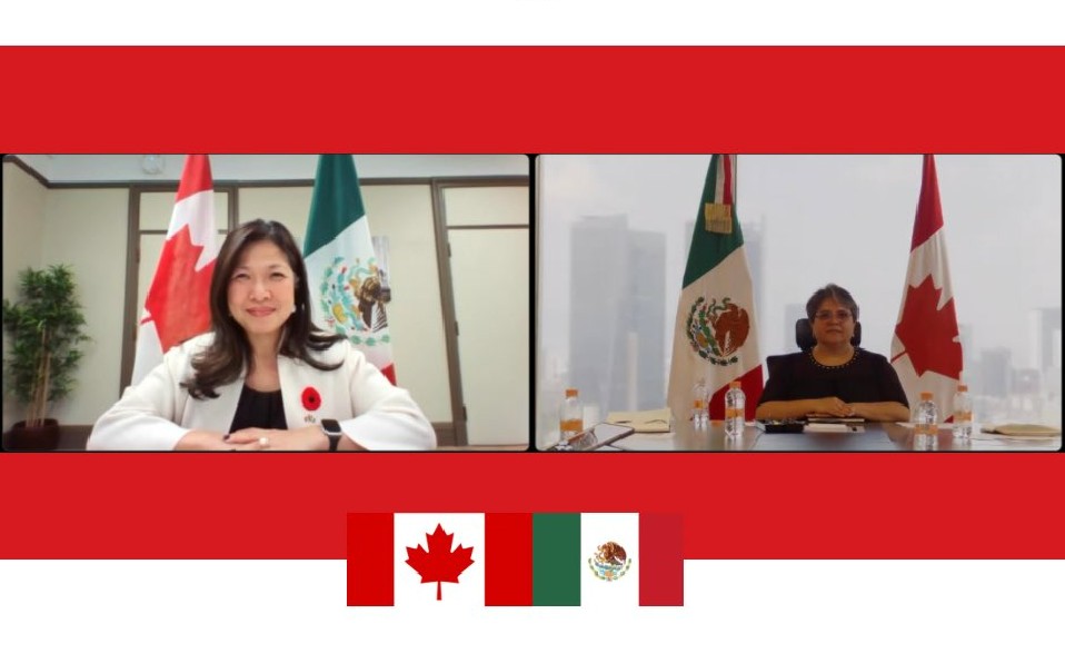 La secretaria de Economía, Raquel Buenrostro, y su homóloga canadiense Mary Ng. (Foto: Especial)