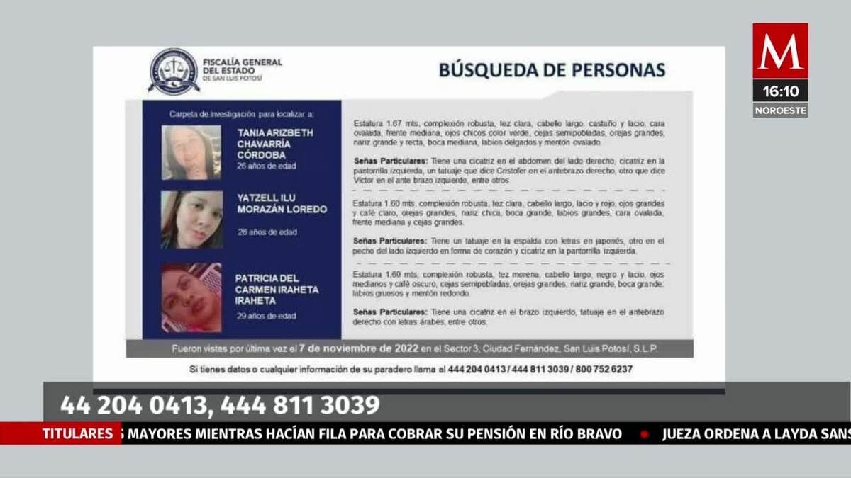 En SLP, continúa la búsqueda de 3 mujeres