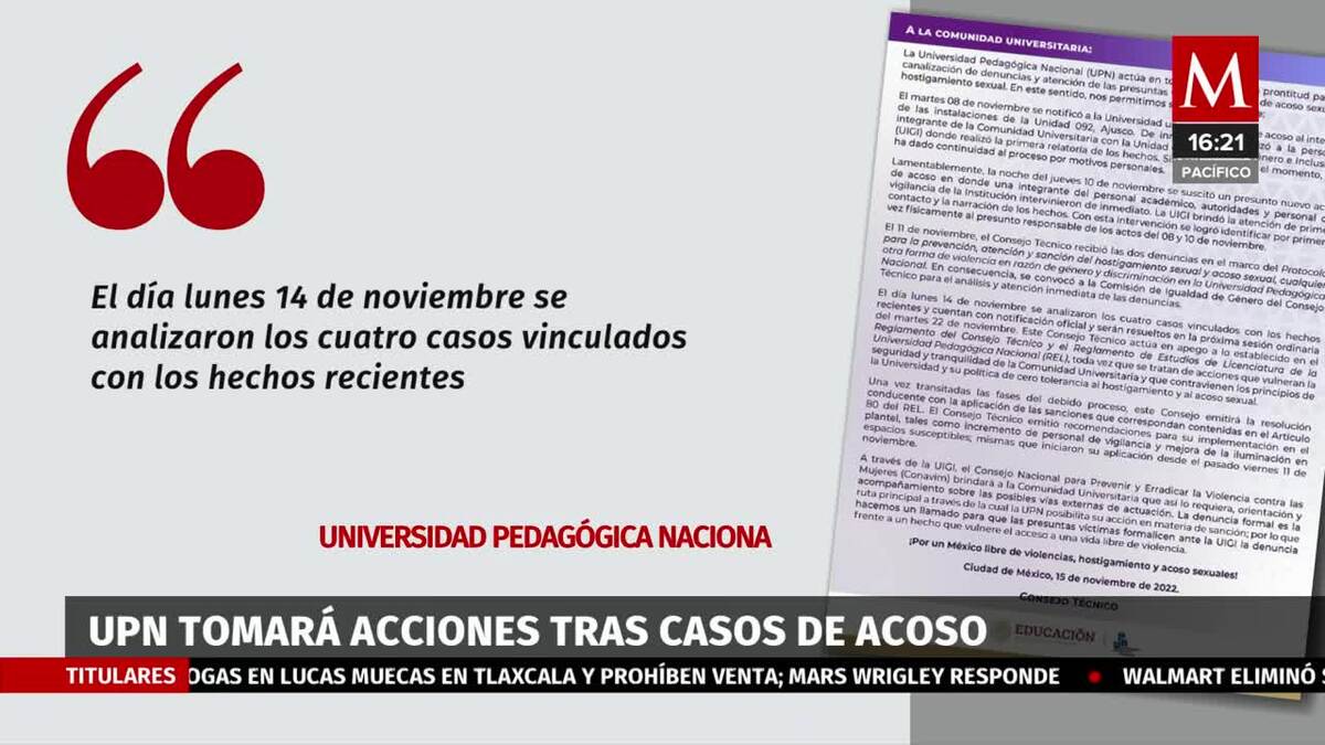 UPN investigará los 4 casos de acoso sexual