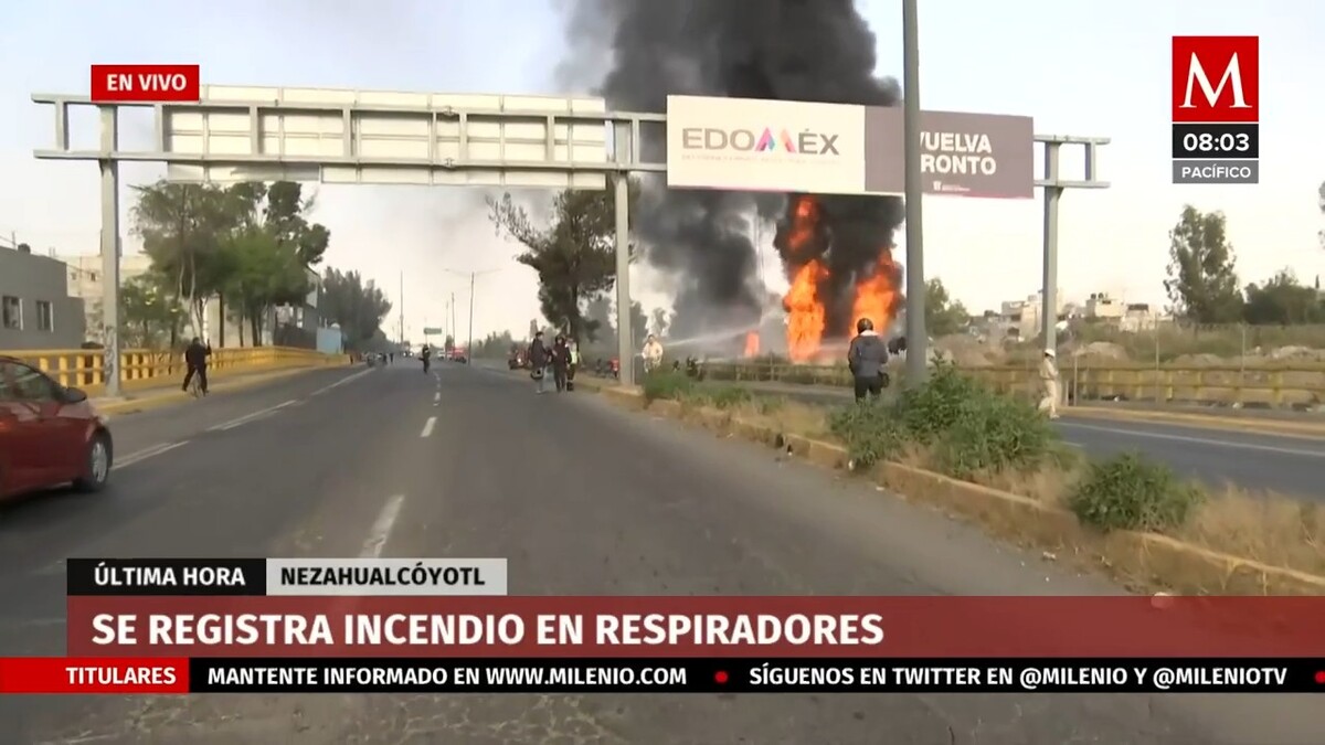 Se registra incendio en respiraderos de gas en Nezahualcóyotl