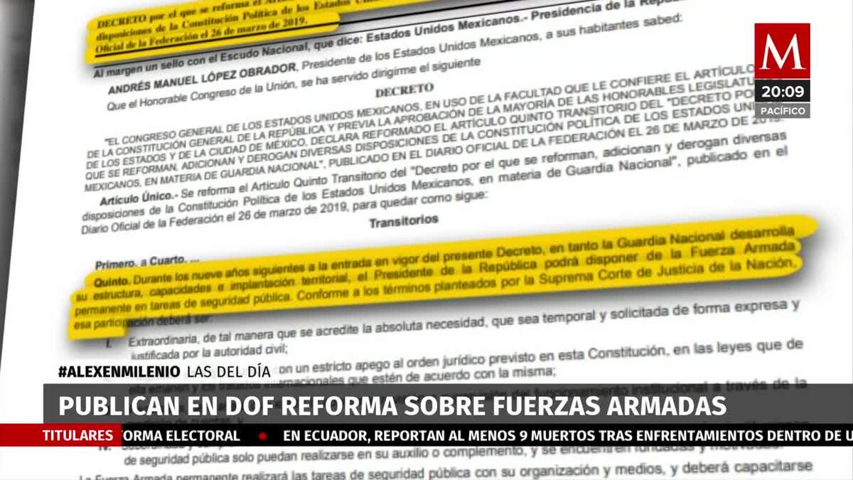 Se publicó en el DOF reforma sobre ampliación de las Fuerza Armadas