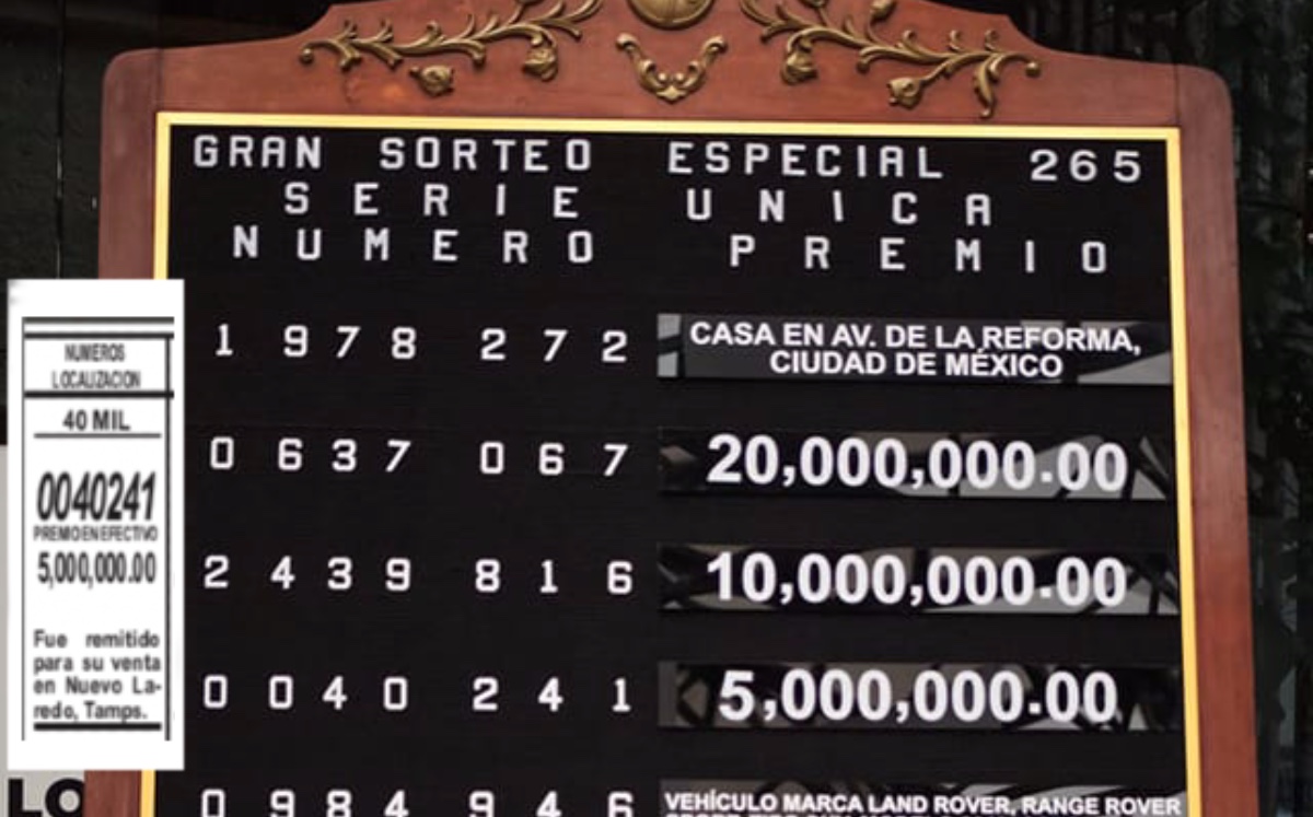 Premio de Gran Sorteo Especial de Lotería Nacional cae en Nuevo Laredo.
