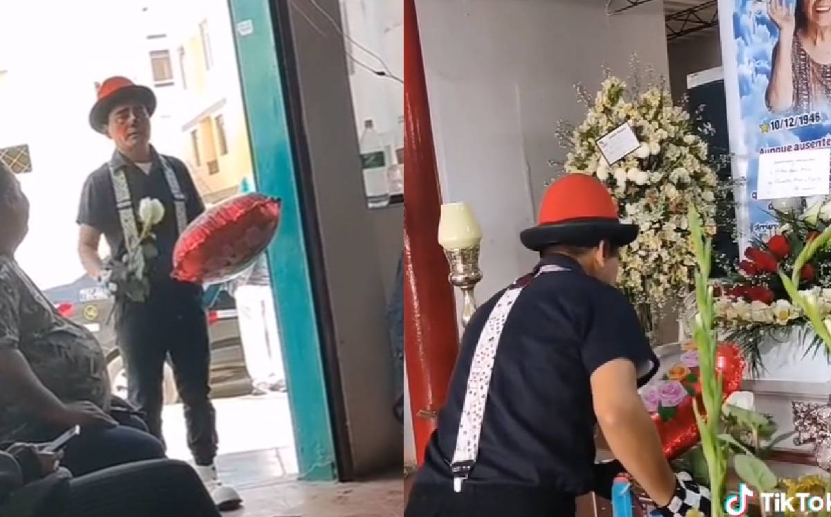 El payaso lloró al estar frente al feretro de su madre| Especial
