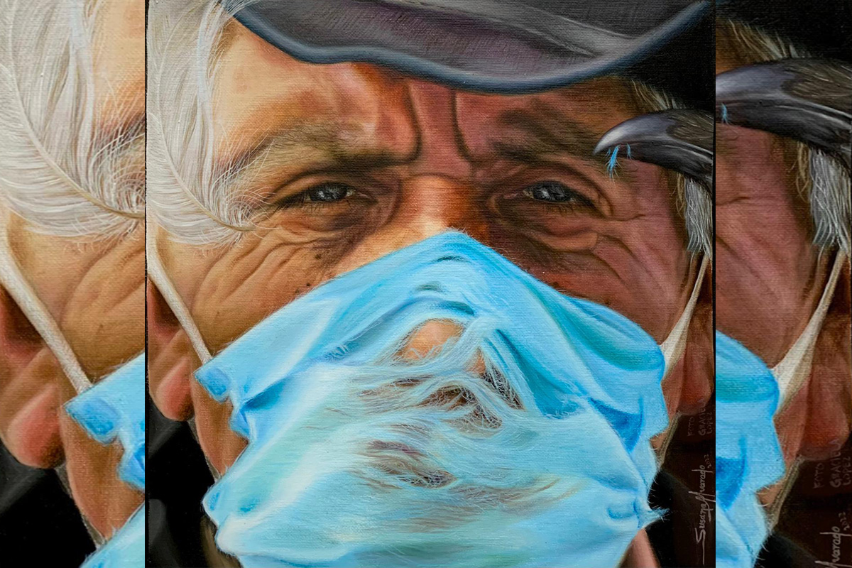 Pintura parte de la galería “Retratos y autorretratos, reflejos del Covid-19”. | Especial