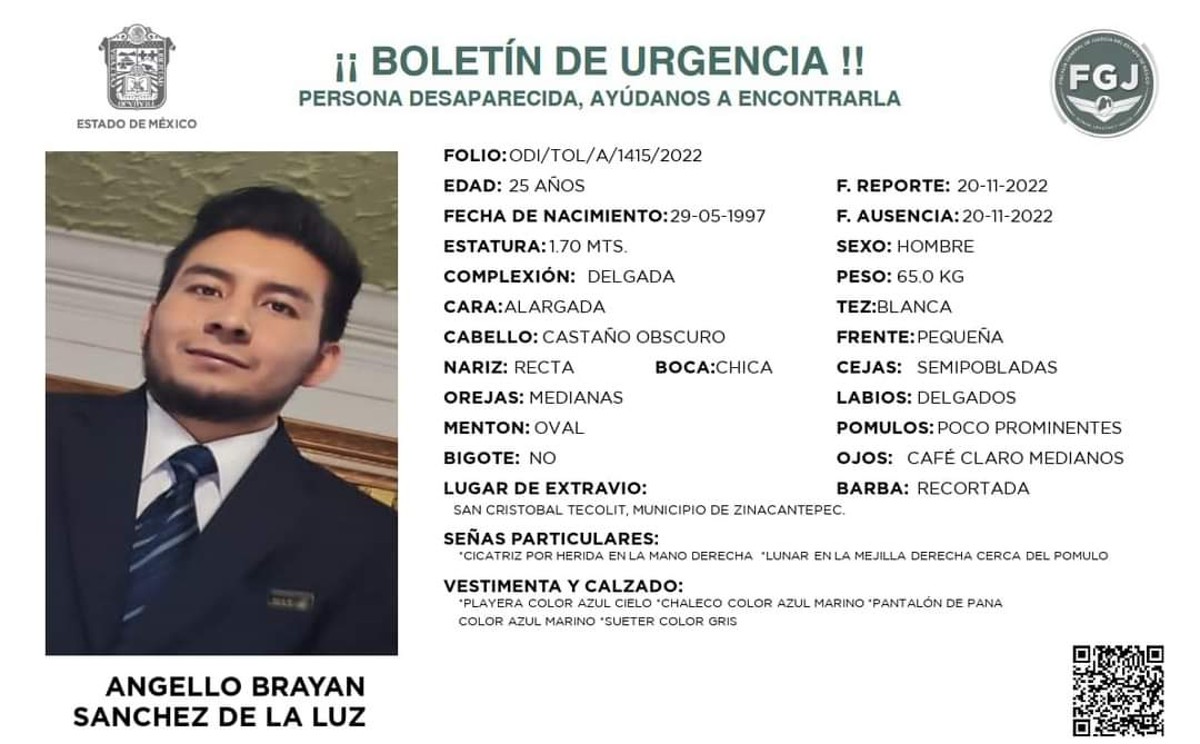 Su hijo desapareció el sábado 19 de noviembre.