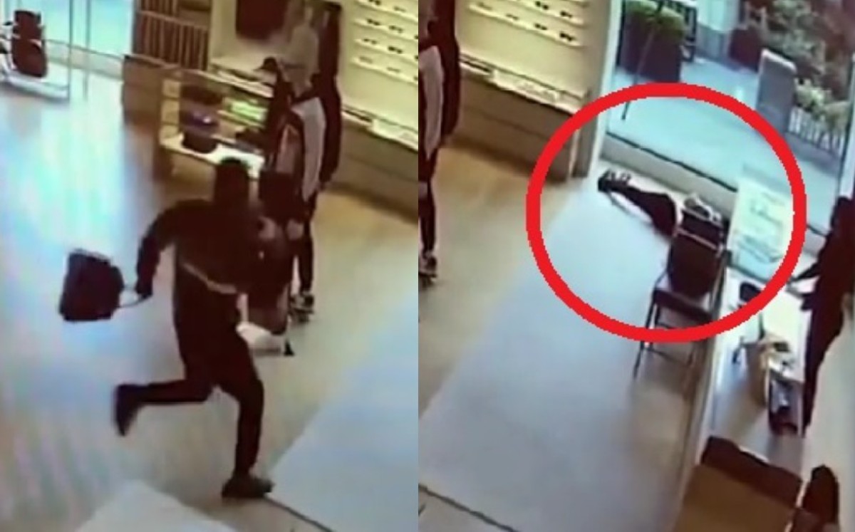 En un video quedó captado el momento en el que el hombre cae al piso (Especial).