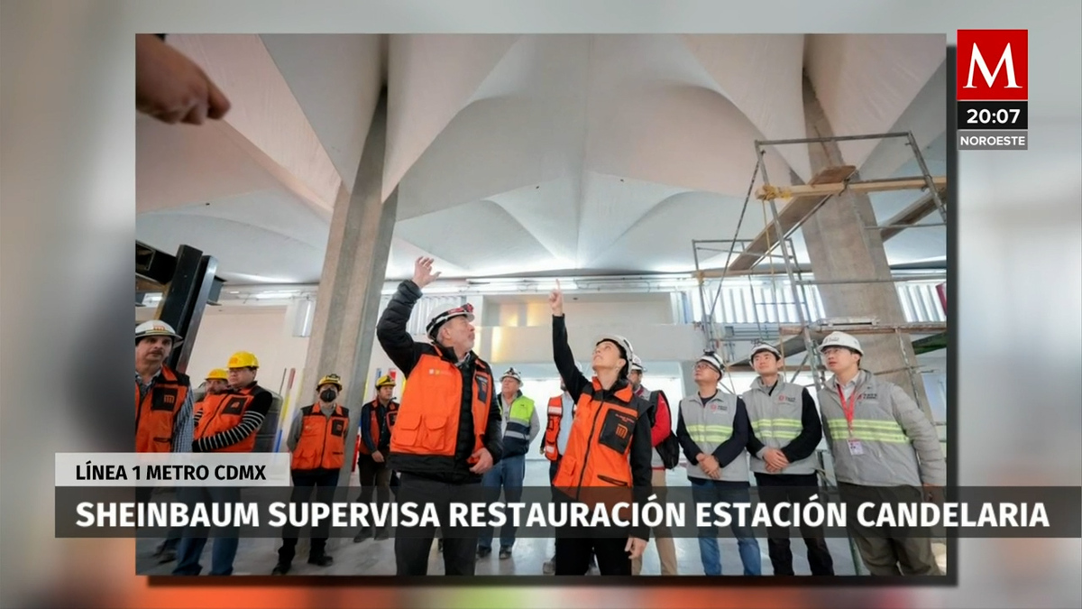 Sheinbaum supervisa restauración de estación Candelaria del Metro CdMx