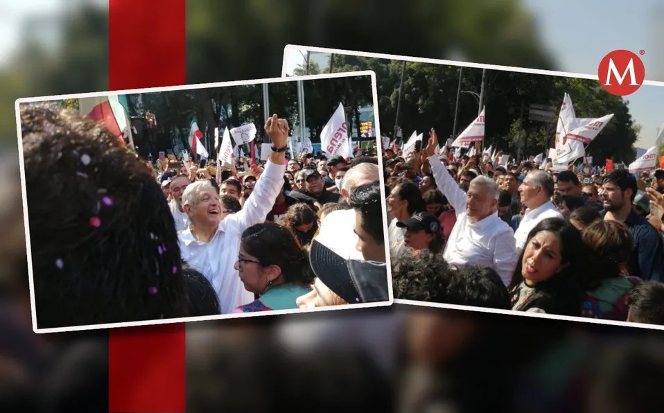 AMLO marcha 5 horas entre selfies, empujones, regalos y 'escoltado' por el pueblo
