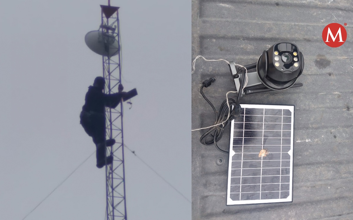 Guardia Estatal retira videocámara de vigilancia ilegal en una torre en Reynosa