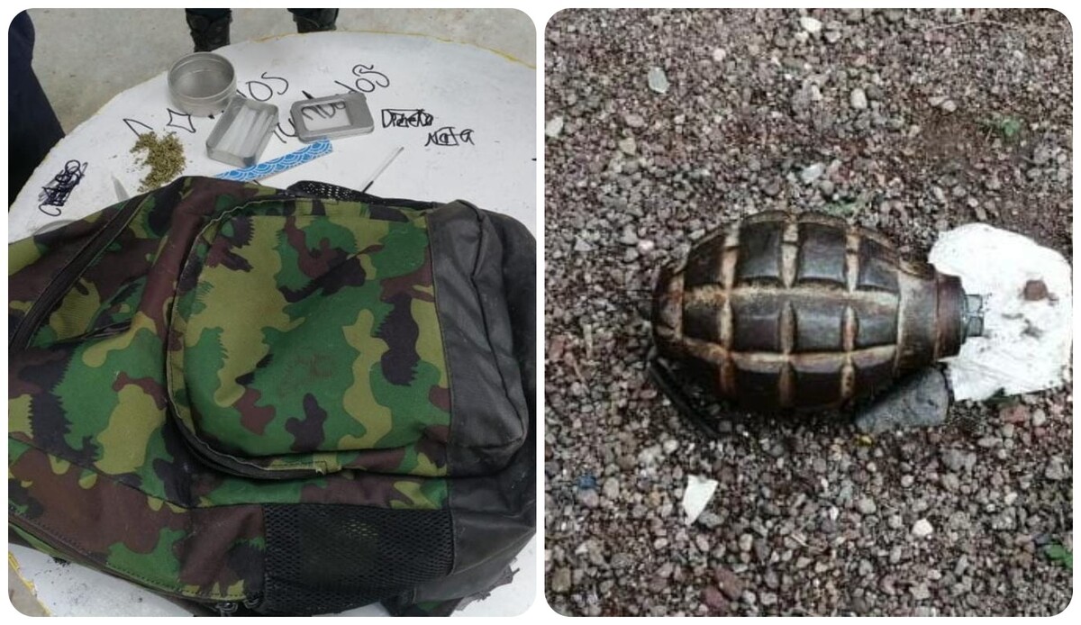 Granada encontrada dentro de la mochila del adolescente (Gerardo Duque)