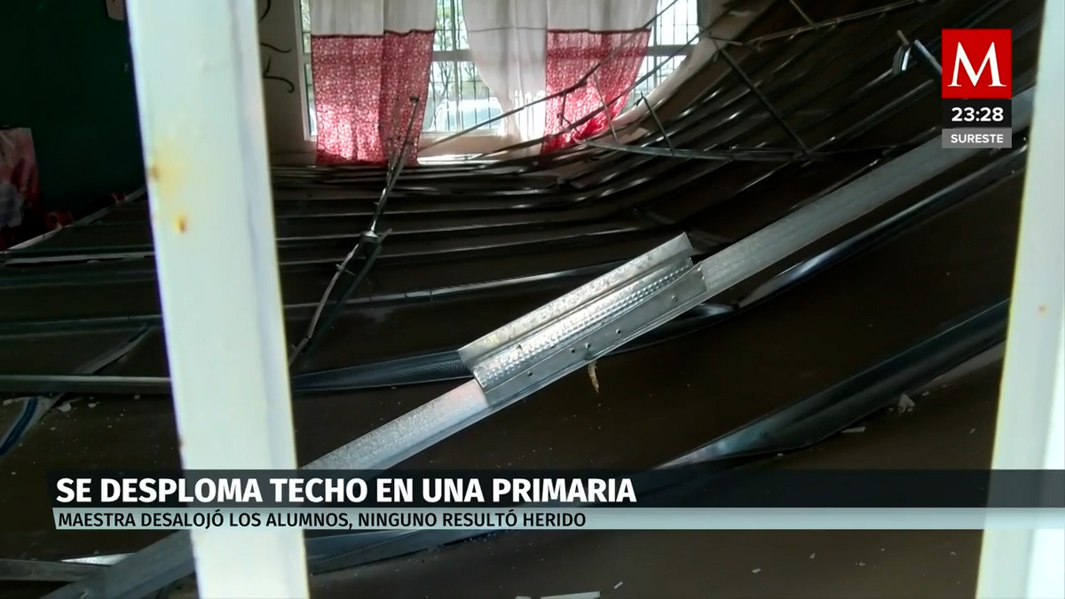 Cae el techo de un salón de clases en una primaria de Tamaulipas