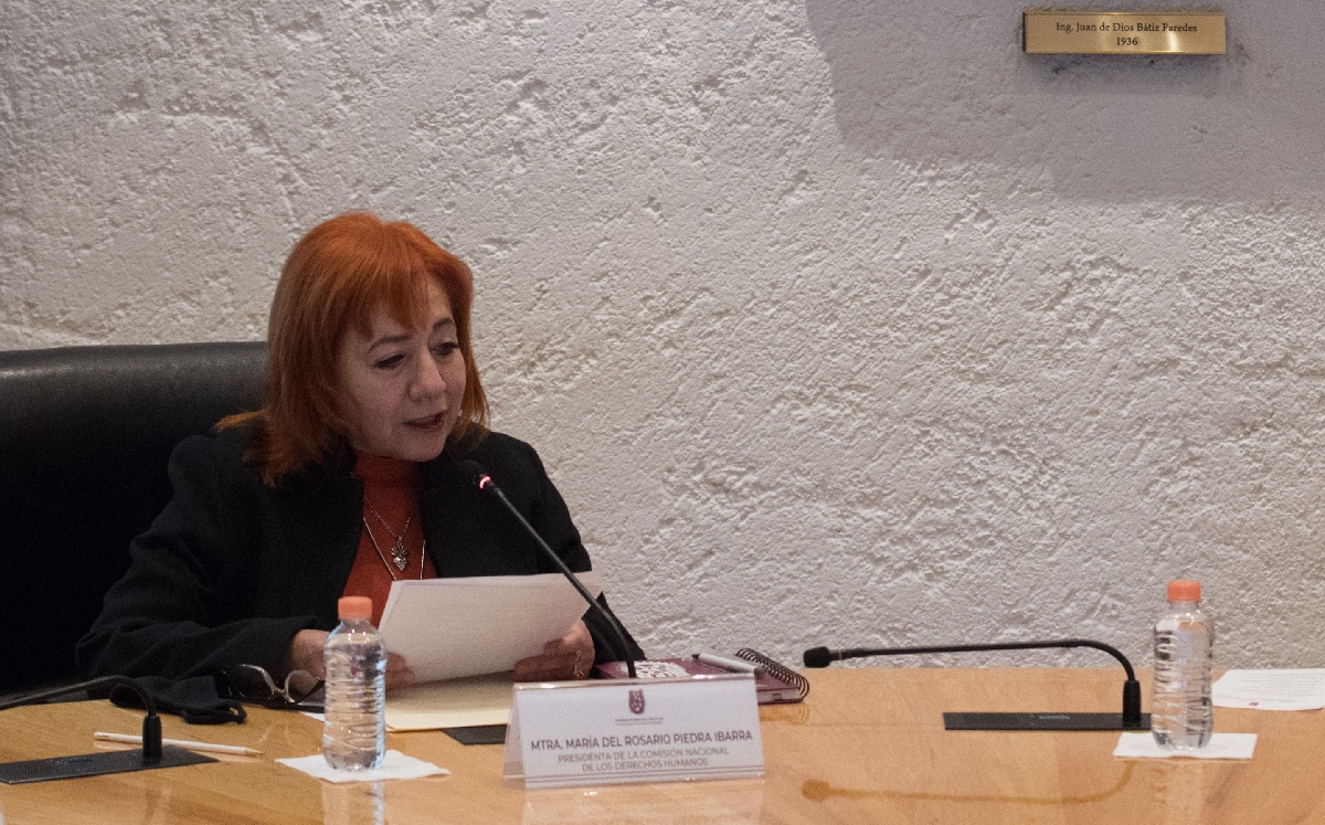 La titular de la CNDH, Rosario Piedra, en una conferencia de prensa. | Cuartoscuro