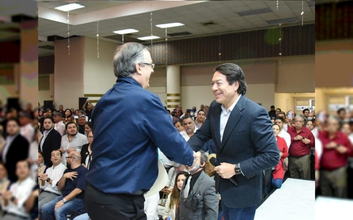 Mario Delgado y Marcelo Ebrad en encuentro con ciudadanos para dialogar sobre el futuro de nuestro país en el estado de Nuevo León (Twitter)
