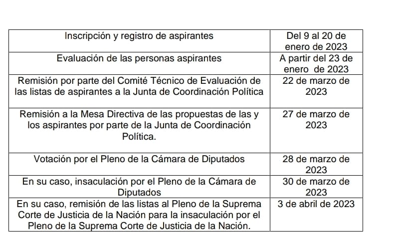 Calendario para elección de consejeros del INE.