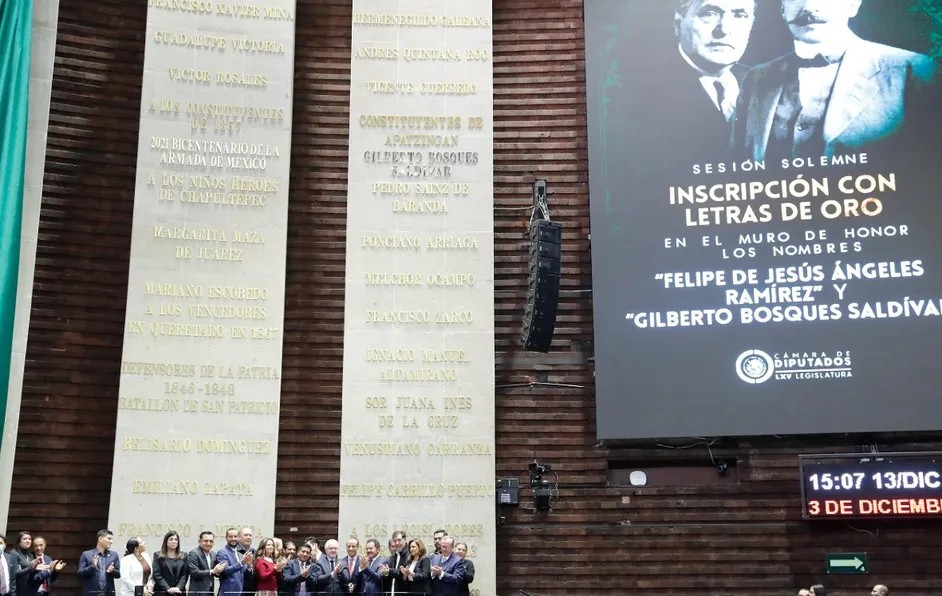 Diputados inscriben en letras de oro los nombres de Felipe Ángeles y Gilberto Bosques