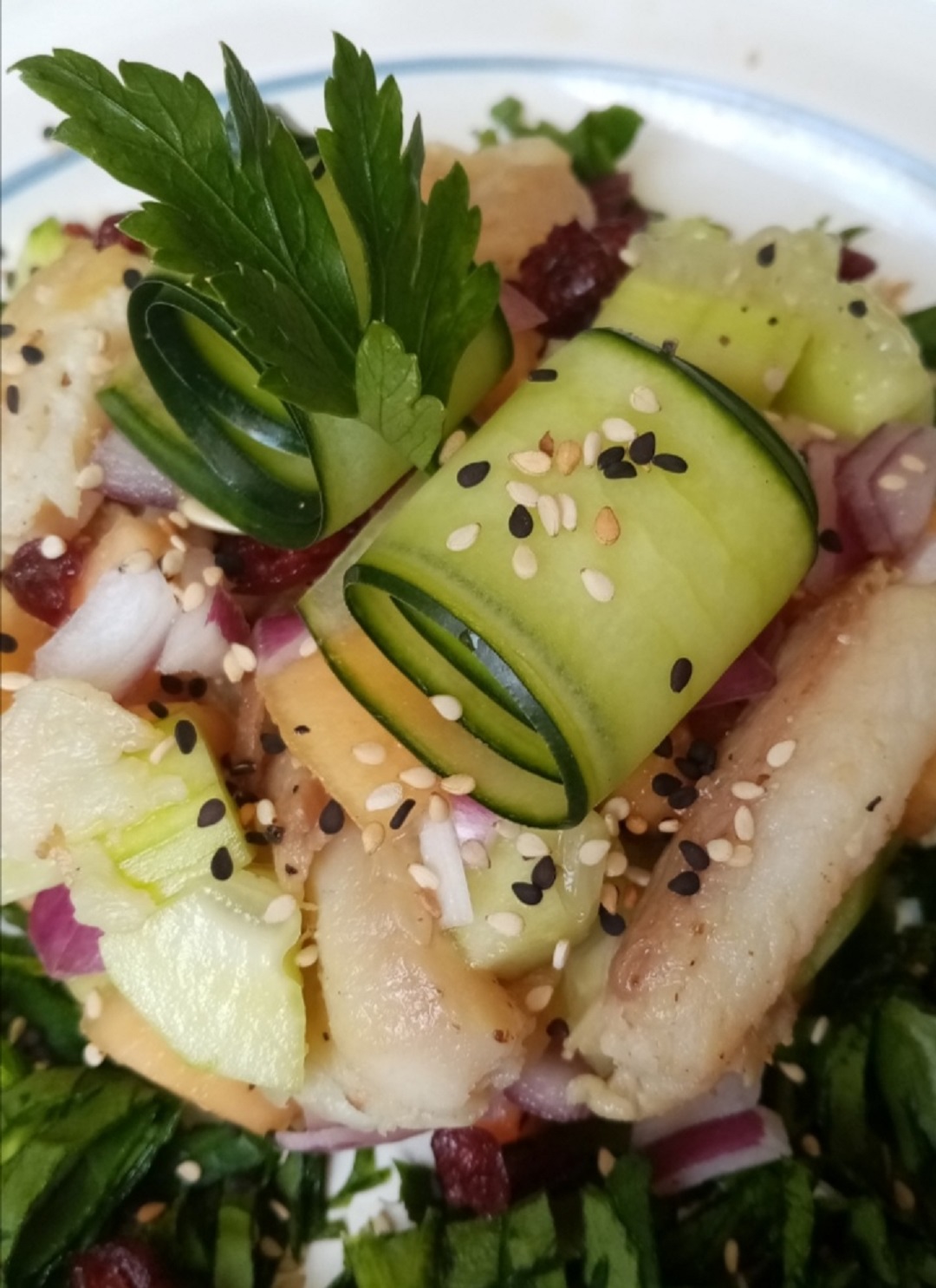 Receta de ensalada de bacalao, melón y pepino, recibió el primer lugar. (Cortesía)