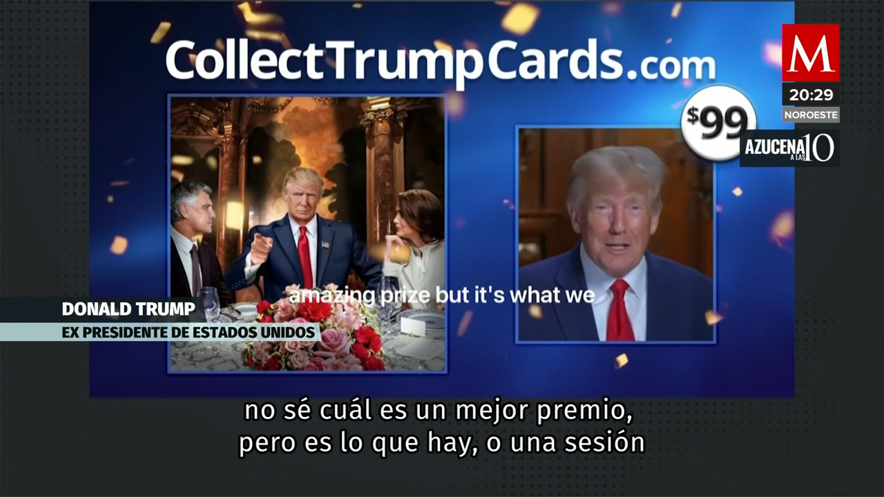 Donald Trump presenta sus tarjetas coleccionables