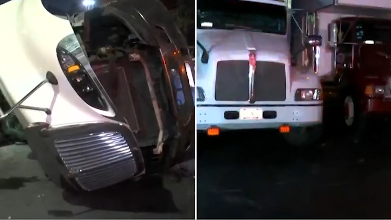Tráiler vuelca y afecta vialidad en Circuito Interior