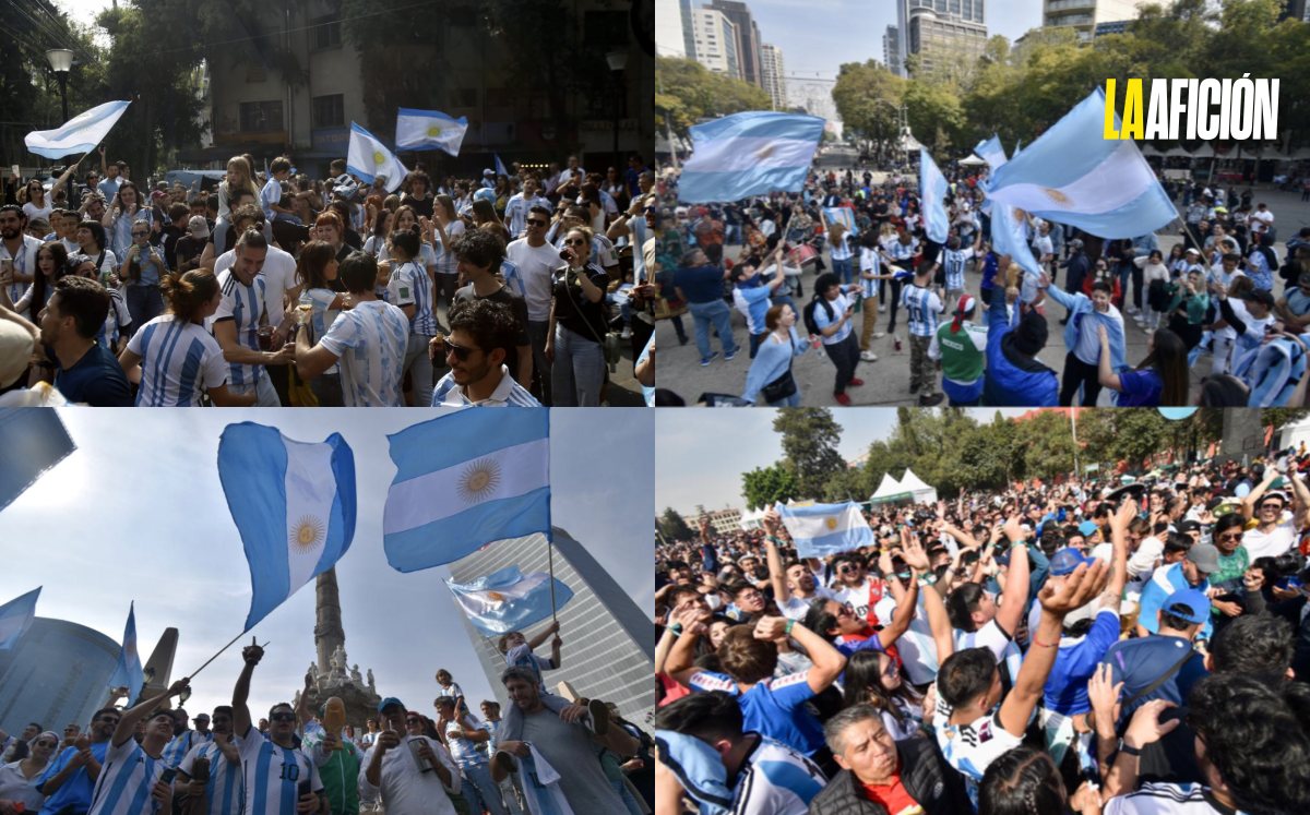 Aficionados de Argentina celebran título del Mundo en el Ángel de la Independencia (Haarón Álvarez)