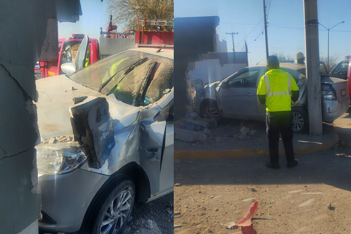 Conductor choca contra muro barda perimetral en Torreón