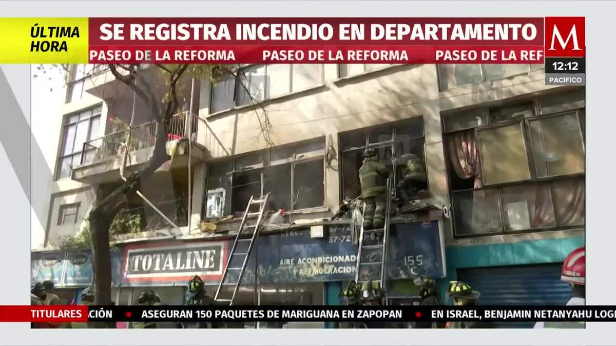 Se registra incendio en departamento en Paseo de la Reforma