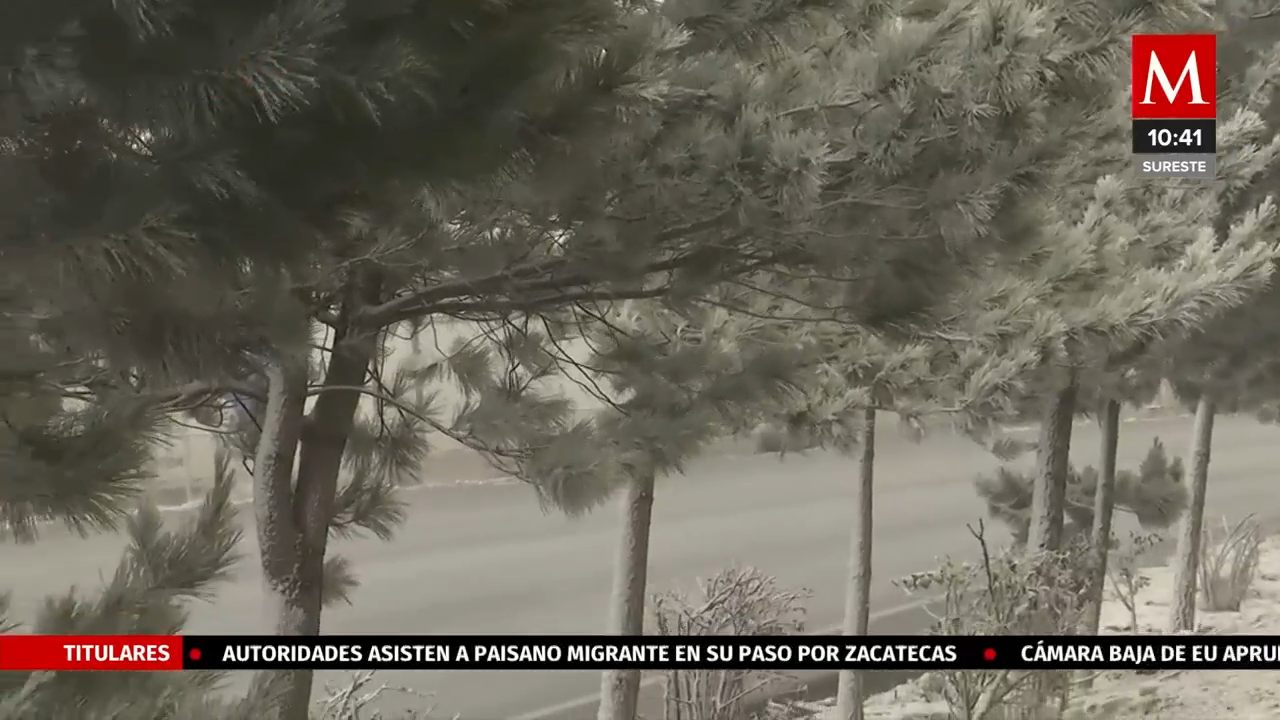 Ramos Arizpe amanece 'congelado', aguanieve cubre carreteras