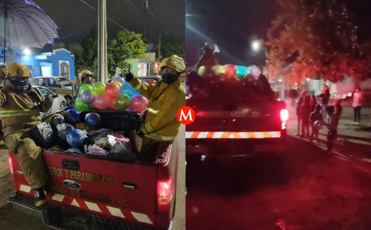 Bomberos regalan juguetes en Altamira.