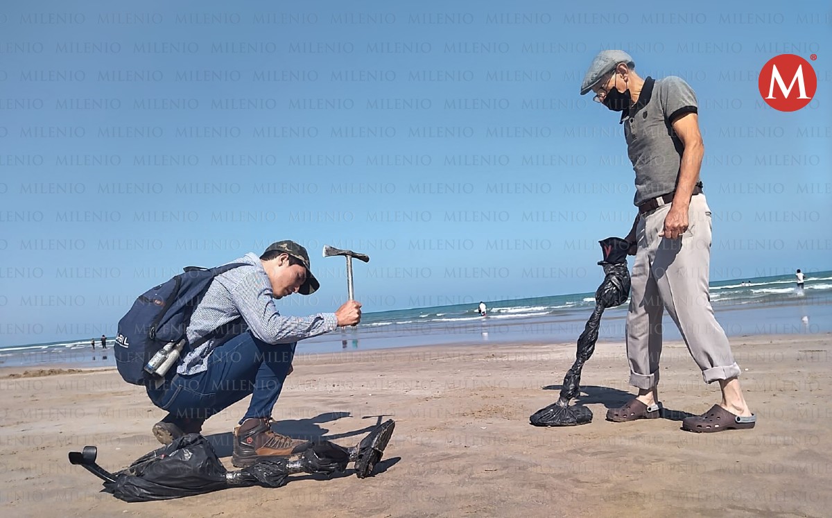 Familia de Guadalajara busca tesoros en Playa Miramar. (Pablo Reyes)