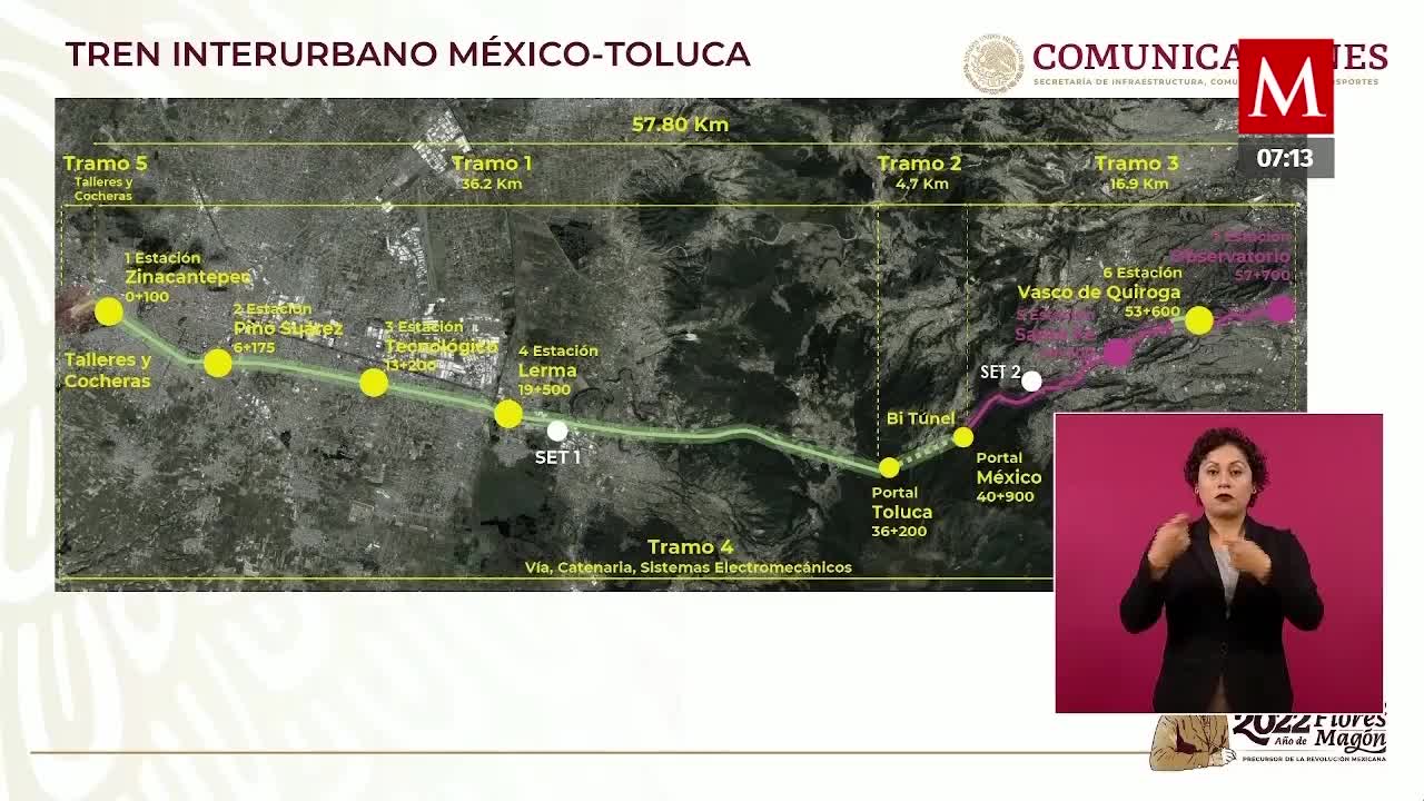 Concluye obra civil en 3 tramos del Tren México-Toluca, anuncia SICT