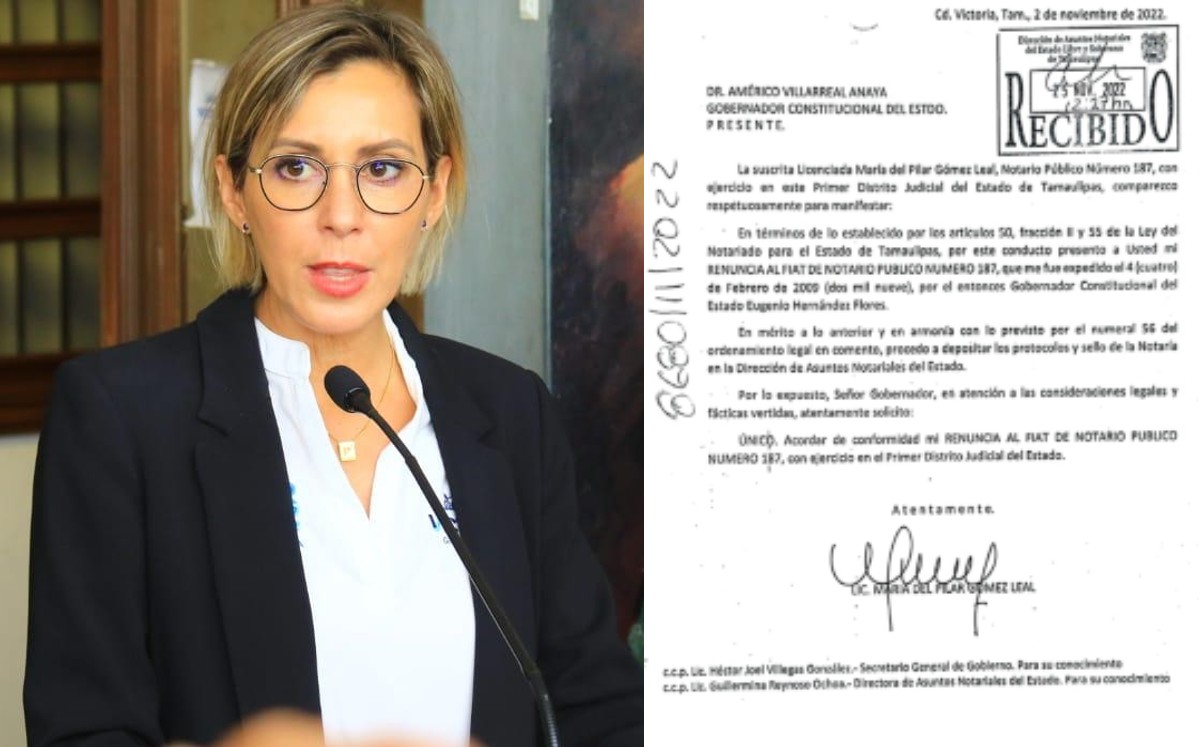 Pilar Gómez Leal renuncia a fíat de notario público.