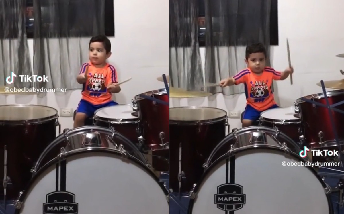 Niño de 2 años tocando 'Enter Sandman' de Metallica (TikTok)