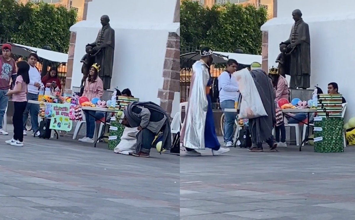 Hombre regala su comida en Día de Reyes Magos. | ESPECIAL