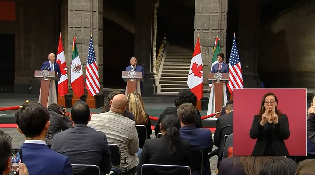 AMLO, Joe Biden y Justin Trudeau ofrecen mensaje a medios.