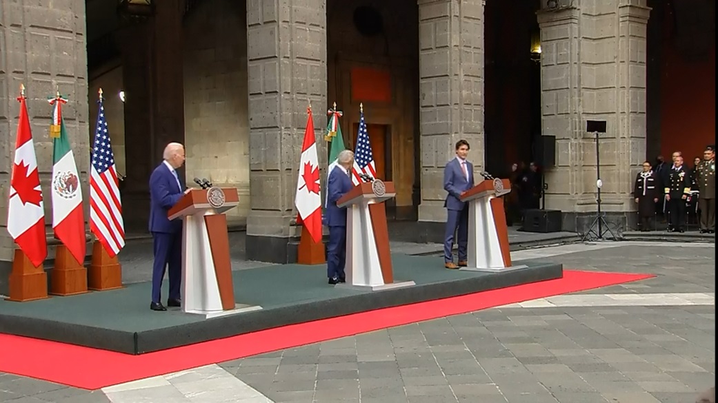 AMLO, Joe Biden y Justin Trudeau ofrecen mensaje a medios.