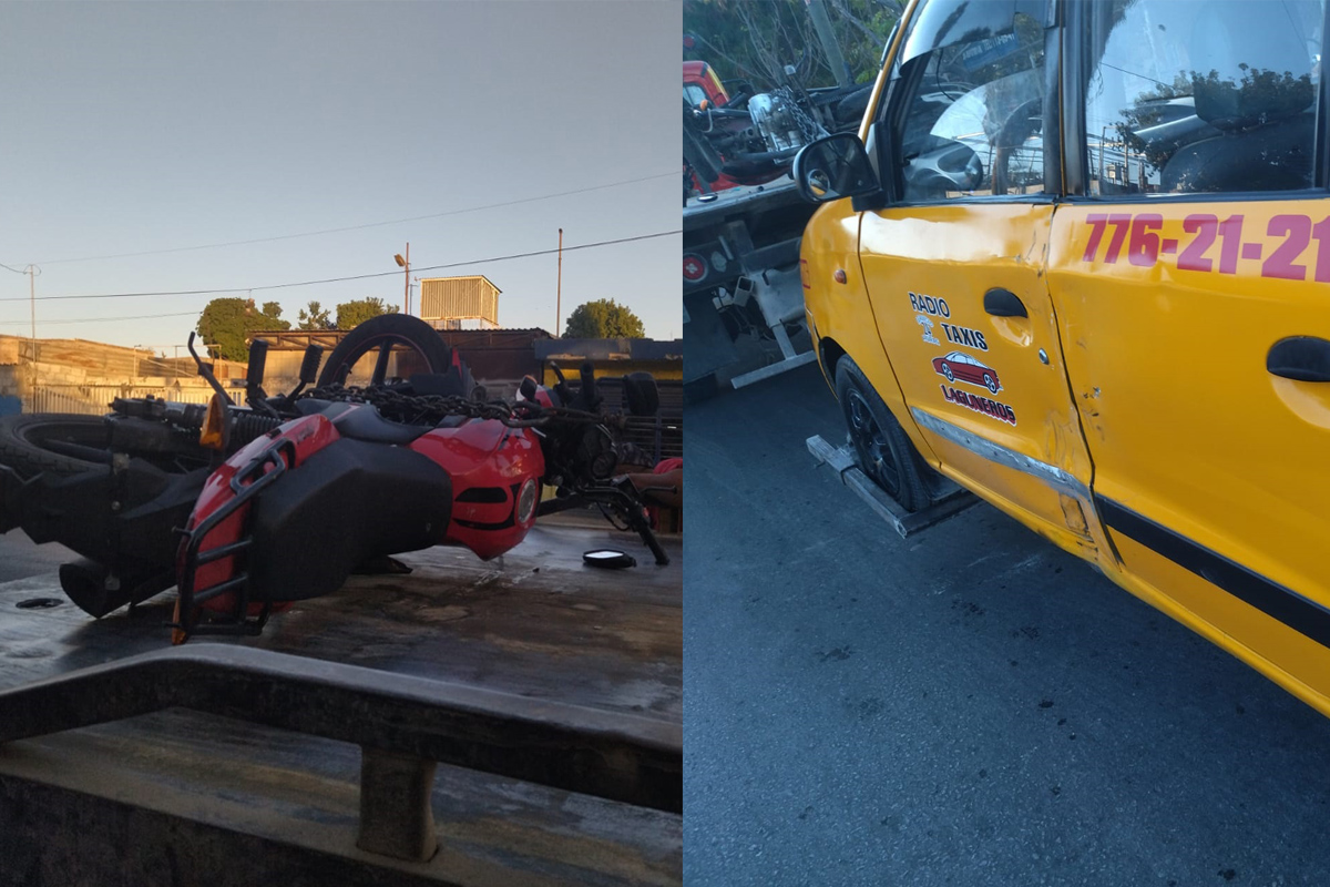 Taxista arrolla a motociclista tras retornar sin precaución en Torreón. | Especial